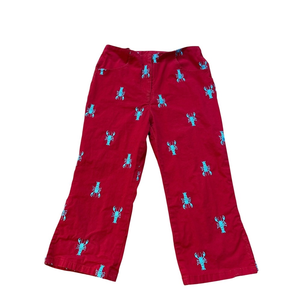 Lilly Pulitzer Pants Kids Red Blue Lobster Embroidered Coastal‎ Preppy SIZE 7